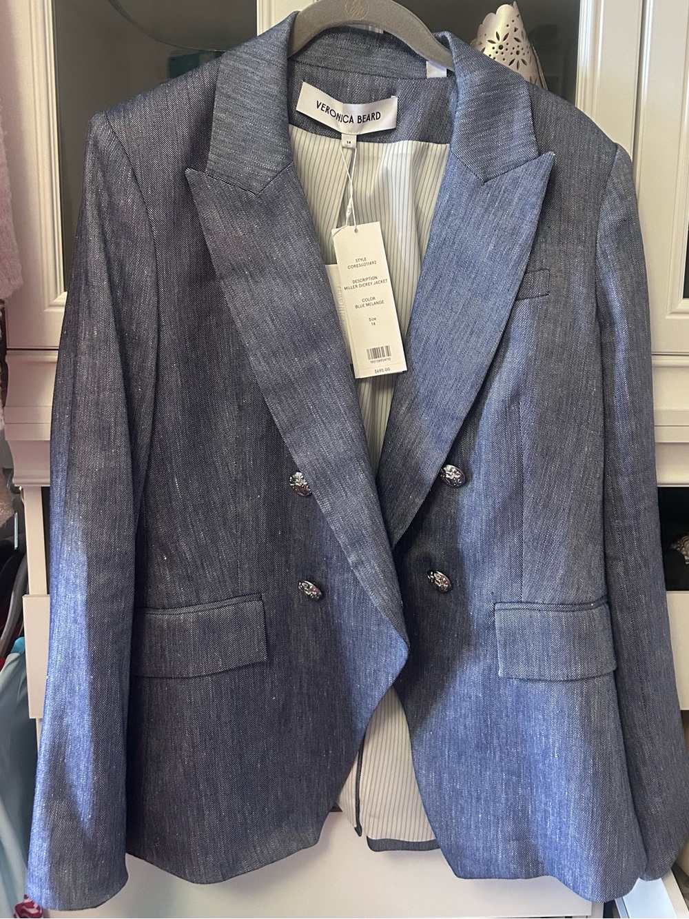 Veronica Beard Blue Mélange Miller Dickey Jacket